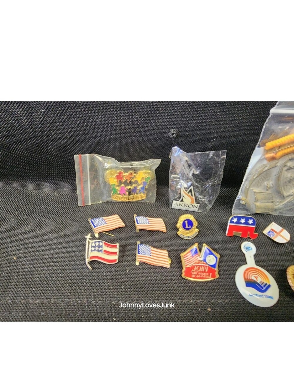 Vintage Pinback Lot Advertising Political Patriotic Flags Autism Military Used View 2